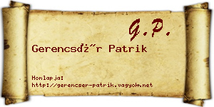 Gerencsér Patrik névjegykártya